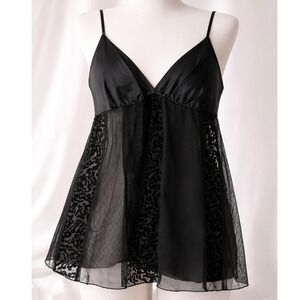 Vintage Y2K Cacique Babydoll Tunic Cami Top in Black Size 22 /24